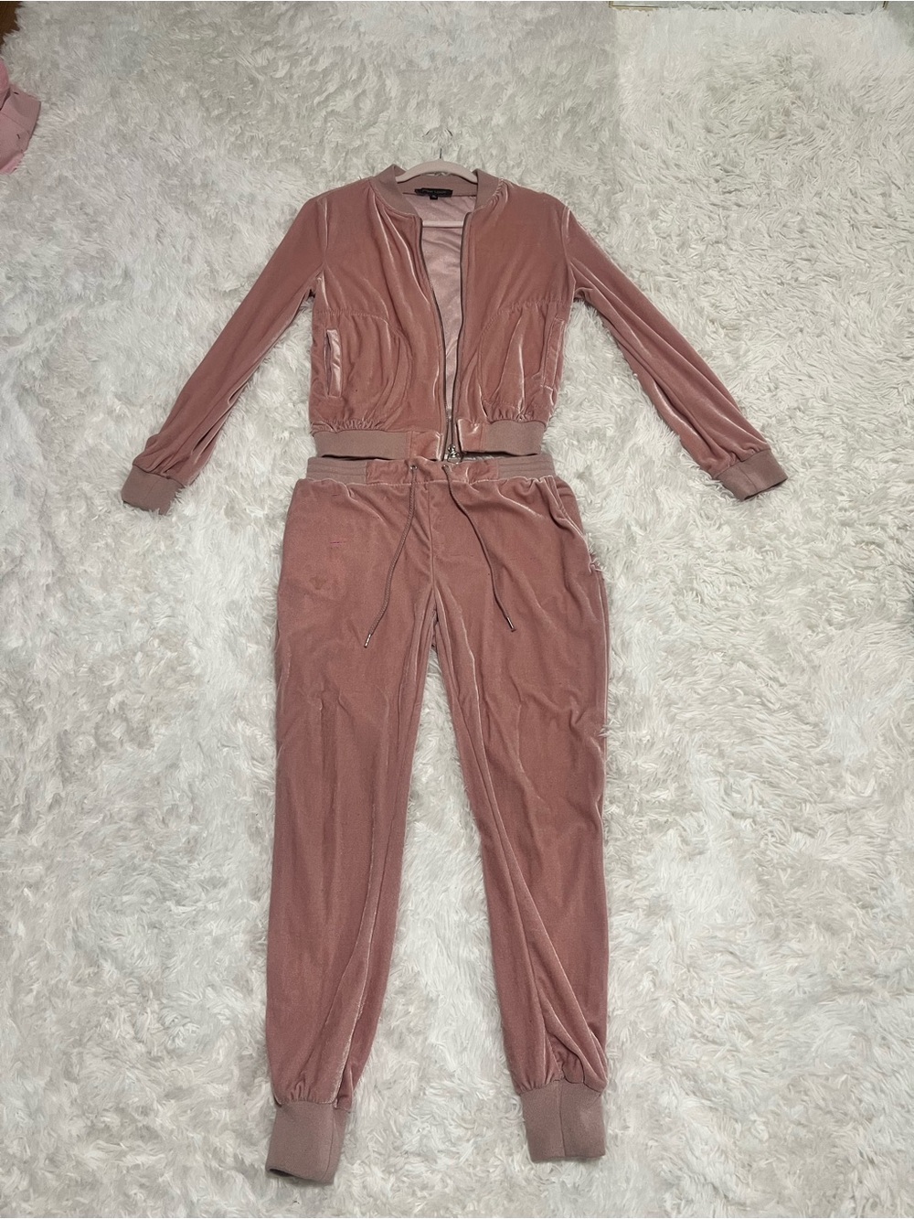 New Look Dusty Rose Velour Zip Jacket & Joggers SET